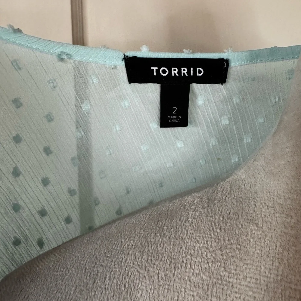 Torrid Baby Blue Robe Retro Polka Dot Lounge Feminine Romantic Chiffon Wedding - Picture 15 of 15